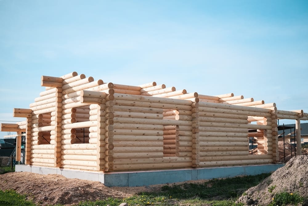 wooden,house,building,,house,made,of,rounded,logs,,ecological,house,